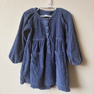 Kate Quinn 3T Navy Button-Up Long Sleeve Dress 100% Organic Cotton